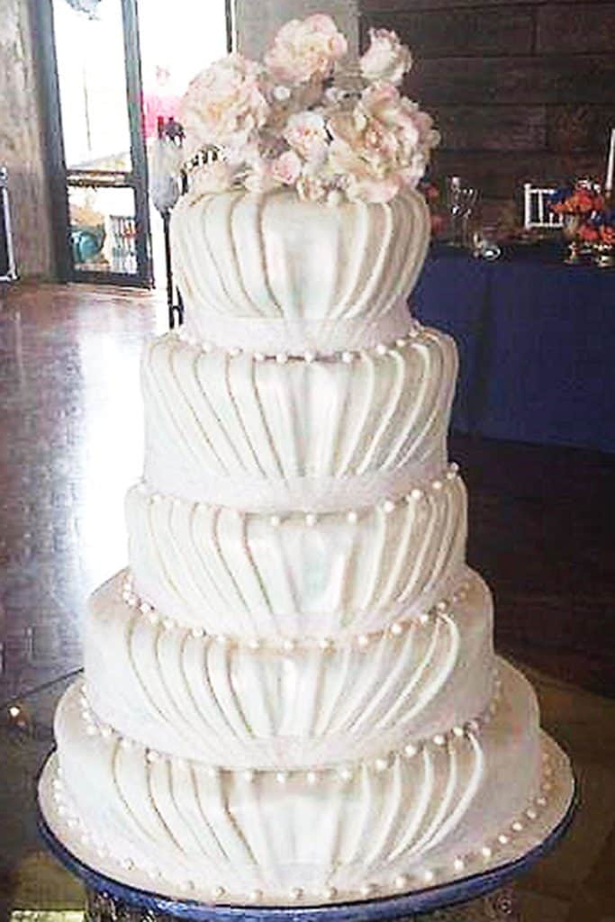 Elegant white fondant drape wedding cake in Howick KZN Midlands