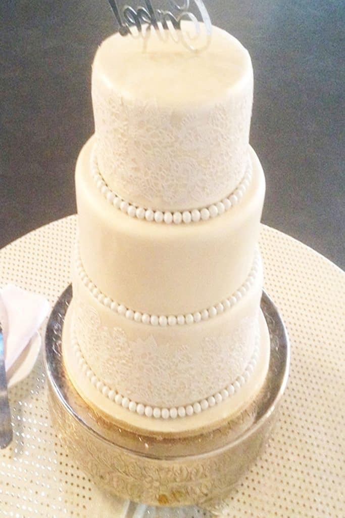 Elegant three tier ivory wedding cake in Howick KZN Midlands