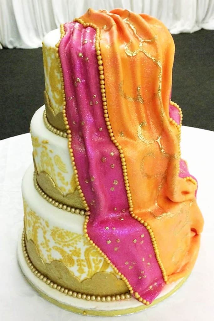 Beautiful Indian Sari wedding cake in Howick KZN Midlands
