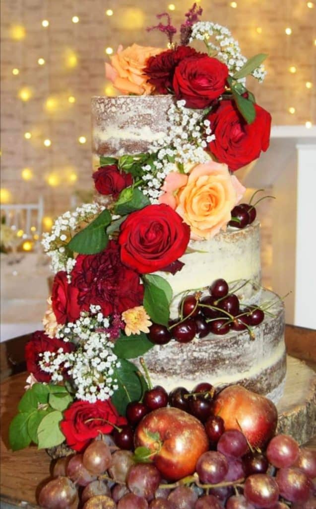 Semi naked wedding cake with fresh fruit in Howick KZN Midlands