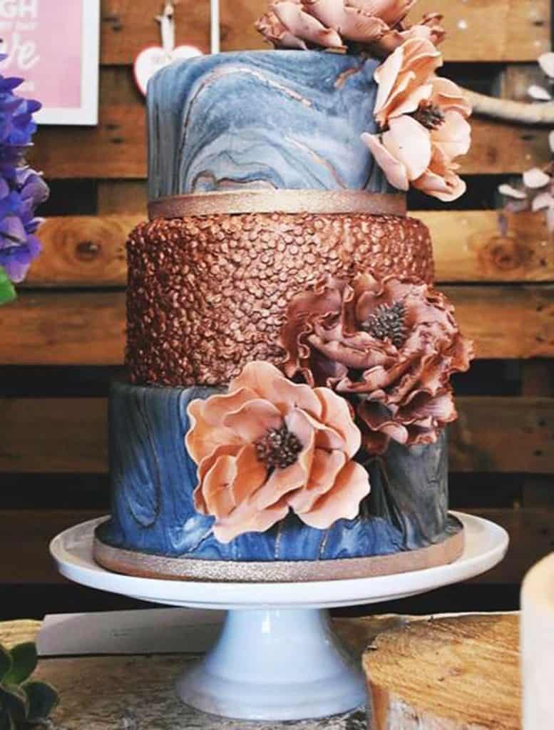 Copper marble wedding cake in Howick KZN Midlands