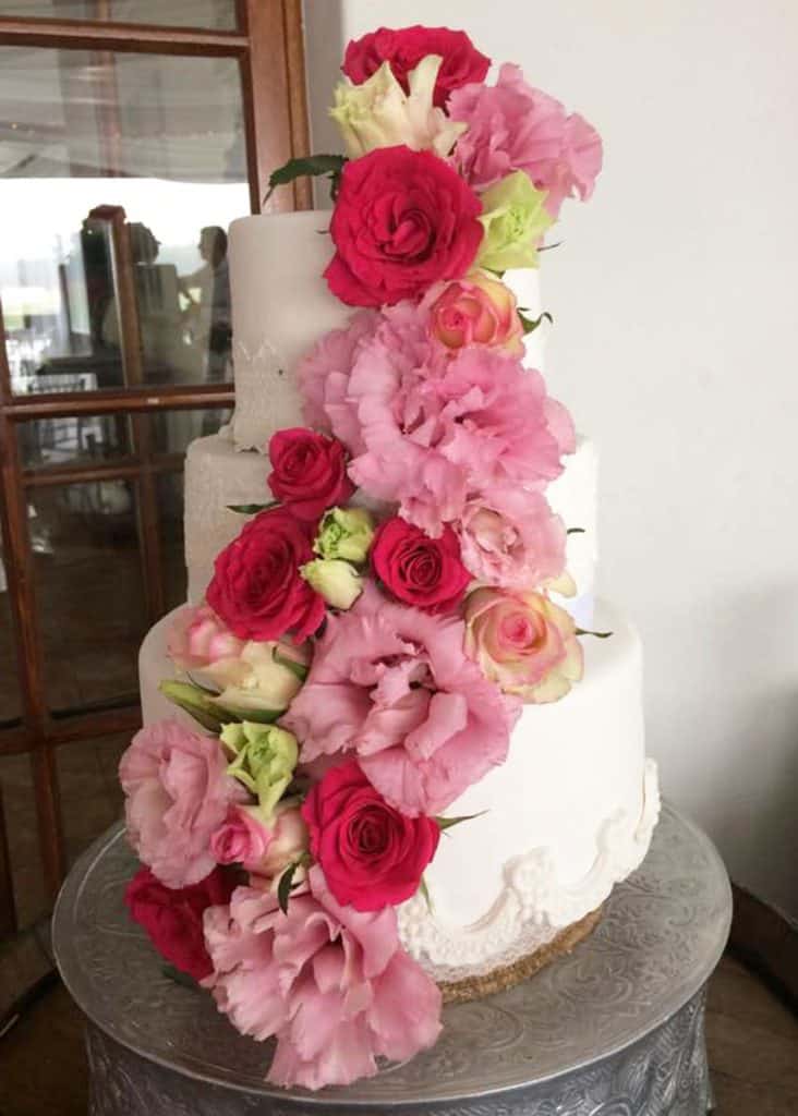 Beautiful three tier white wedding cake in Howick KZN Midlands